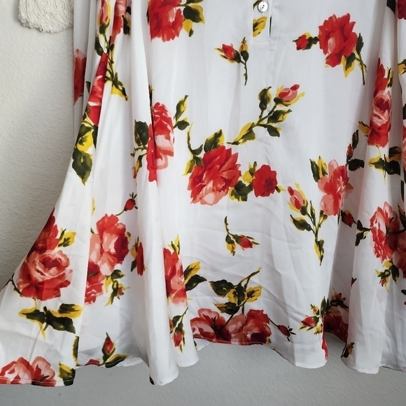 Show Me Your Mumu Jamie White Floral Long Sleeve Slip Tunic Mini Dress Boho M - Picture 7 of 13